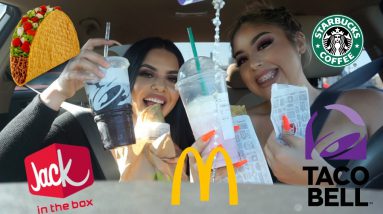 LETTING THE PERSON IN FRONT OF US DECIDE WHAT WE EAT FT. MY BESTIE  | Drea Makeup