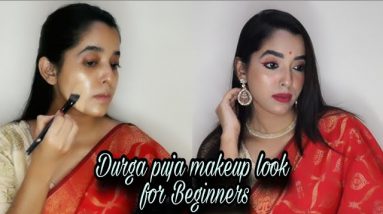 DURGA PUJA MAKEUP LOOK | FOR BEGINNERS | STEP BY STEP