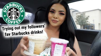 Trying MY Followers' FAVORITE  Starbucks Drinks! | Drea Makeup