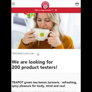 Get free tester tea and try TEEKANNE green tea lemon turmeric! TEEKANNE product test!