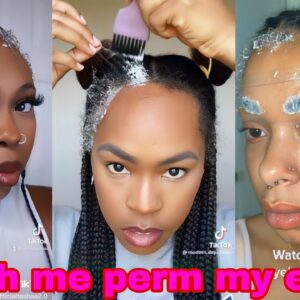 ❤️‍🔥Watch me Perm My 4c Edges Compilation | 💜Relaxing My Edges💖
