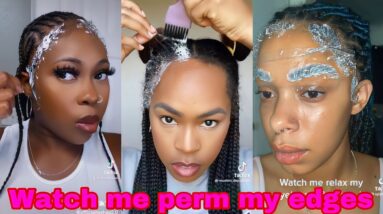 ❤️‍🔥Watch me Perm My 4c Edges Compilation | 💜Relaxing My Edges💖